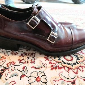Luxury Double Monk Dress Shoes by Boemos Italian Patent Leather Burgandy